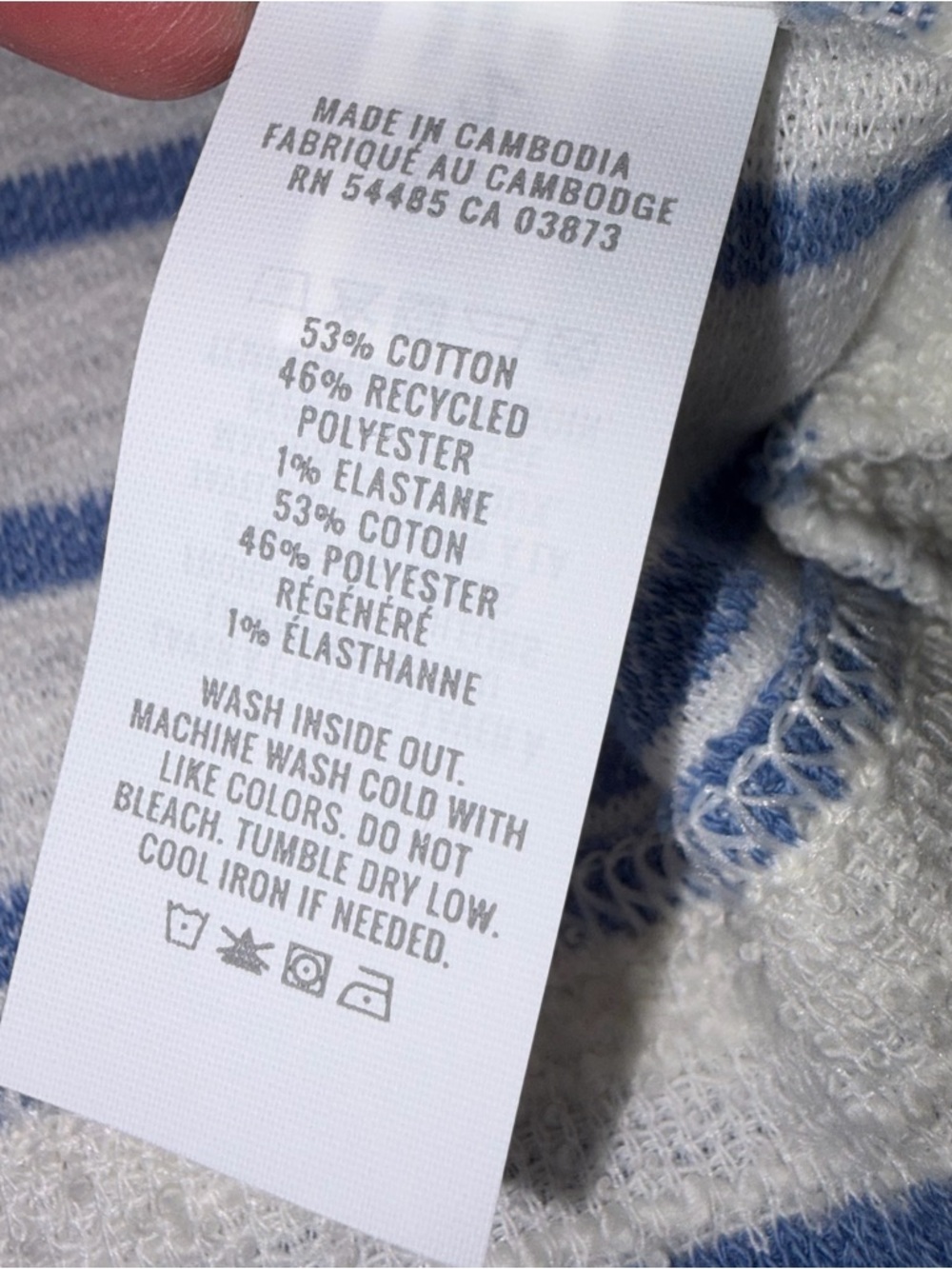 NEW Aerie Blue & White Stripe Terry Cloth Lace Up Pullover Sweatshirt Medium - Picture 9 of 10